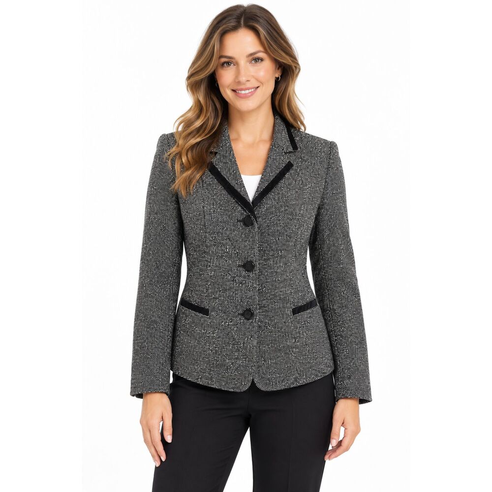Talbots Blazer Size 8P Wool Jacket Gray 80s Vintage NWOT